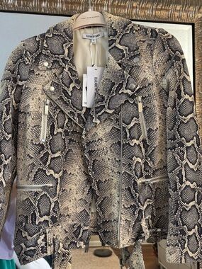 NWT Elizabeth and James Python Leather Jacket size M